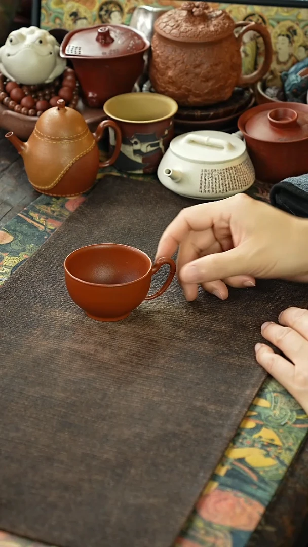 赵庄朱泥光素手把杯42342423