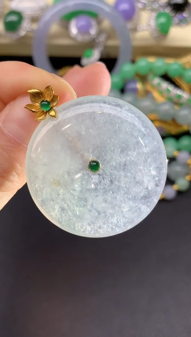颈饰18K金镶嵌翡翠131-雪姐翡翠天天见