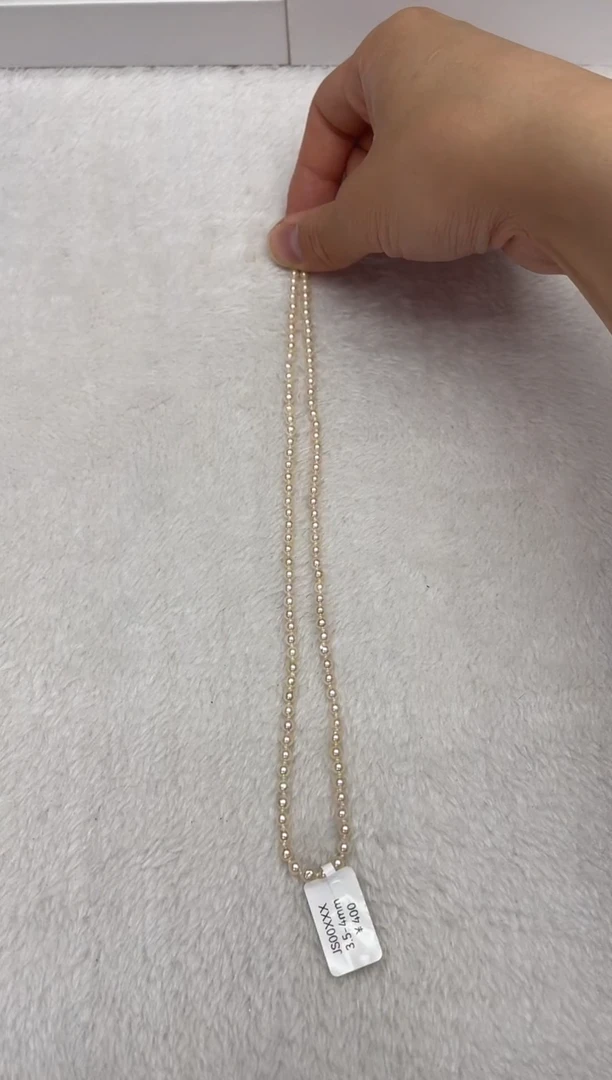 海水珍珠银S925镶嵌项链AK羽皇金3.5-4mm（多样性发一）