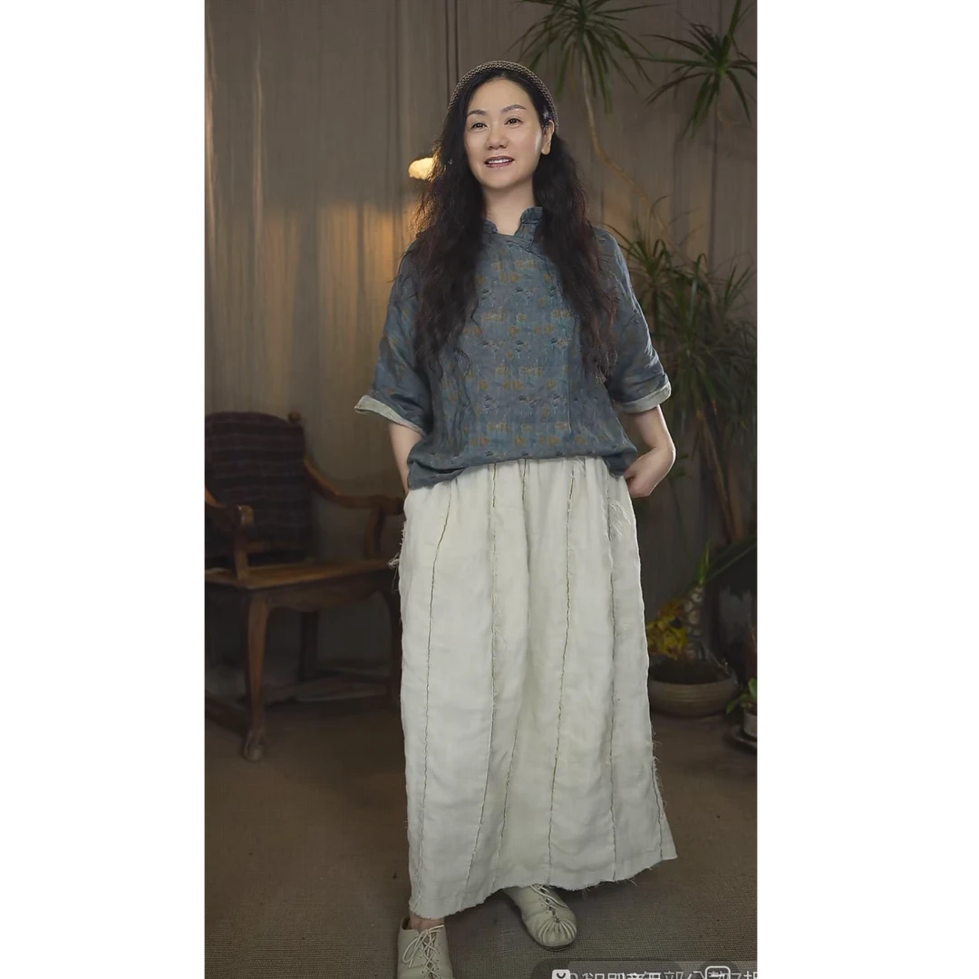 左岸迷香  果儿坊【上衣】盘扣植物染碎花上衣  Z25SST136