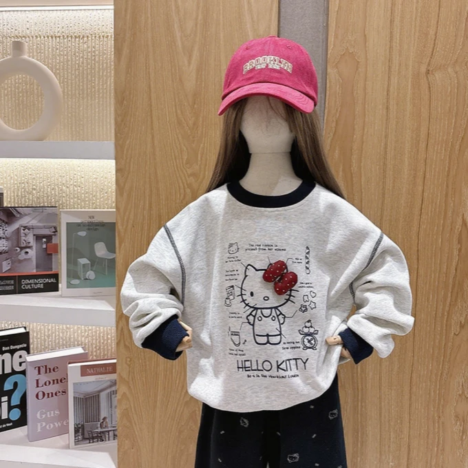 【现货】2025秋时髦洋气凯蒂立体蝴蝶结圆领女童卫衣 D783 783 B