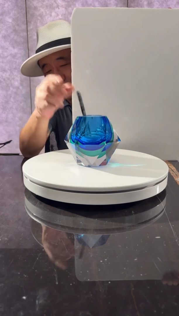 摆件CS0104028六边菱形宝石蓝湖水绿艺术琉璃摆件