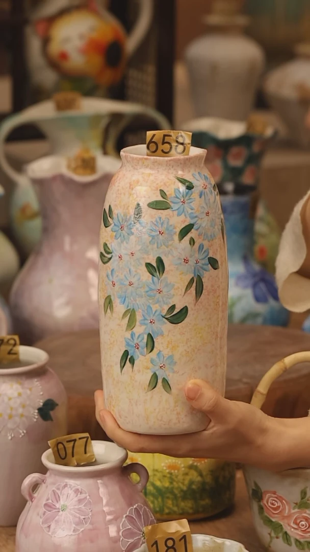 陶瓷景德镇设计师手作花器摆件侘寂风@M658@