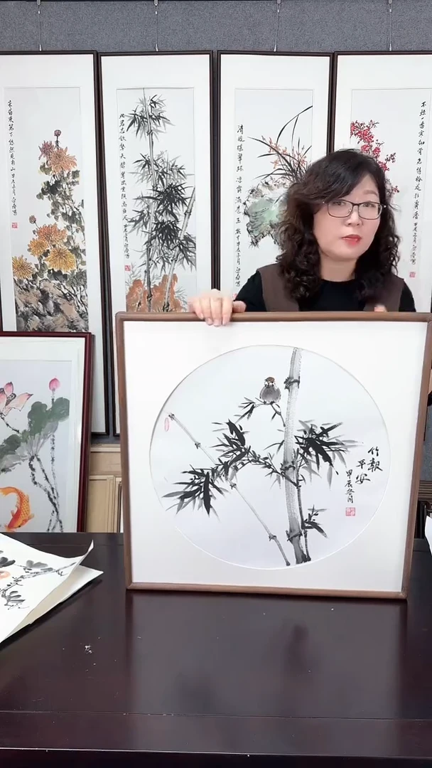 【闪购商品】国画竹子实木装裱