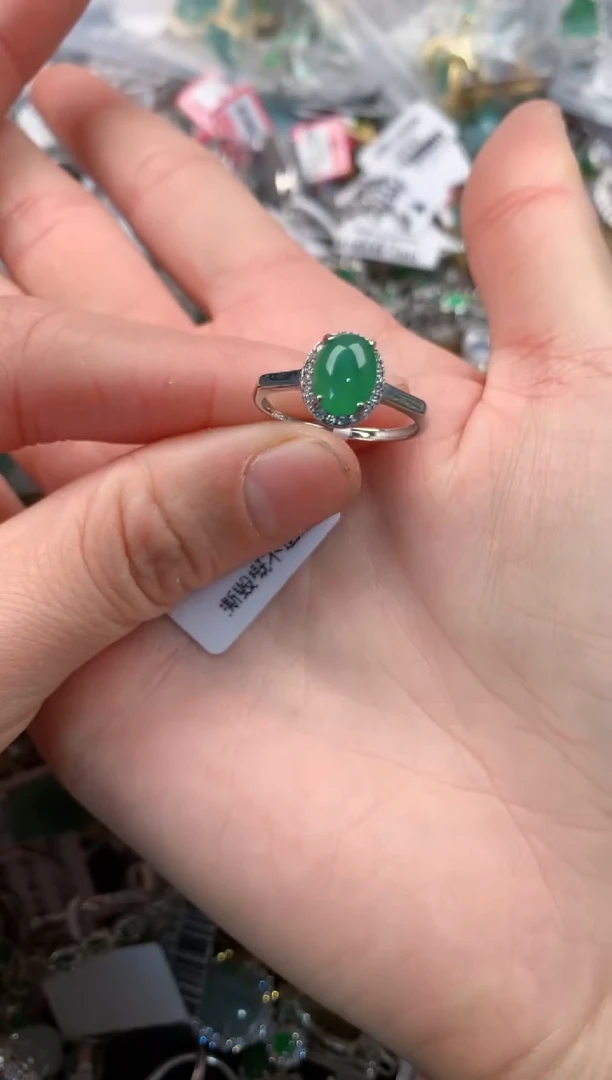银S925镶嵌戒指翡翠3                  5