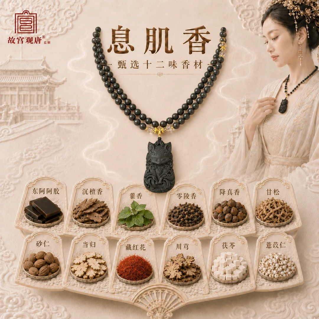 官方正品·故宫观唐[息肌香]项链脖挂古法工艺手作合香珠