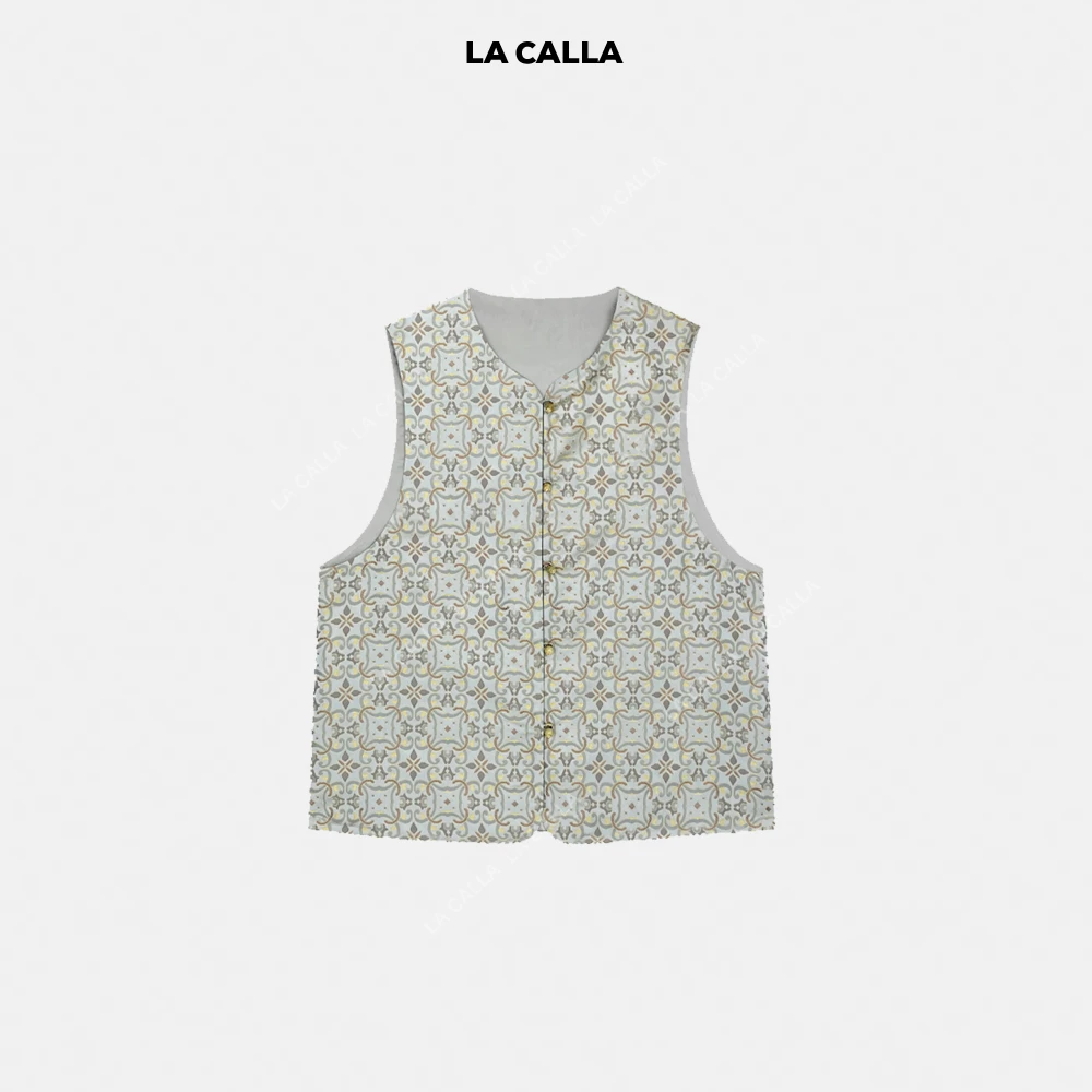 LA CALLA十字花新中式提花复古气质马甲YY1070