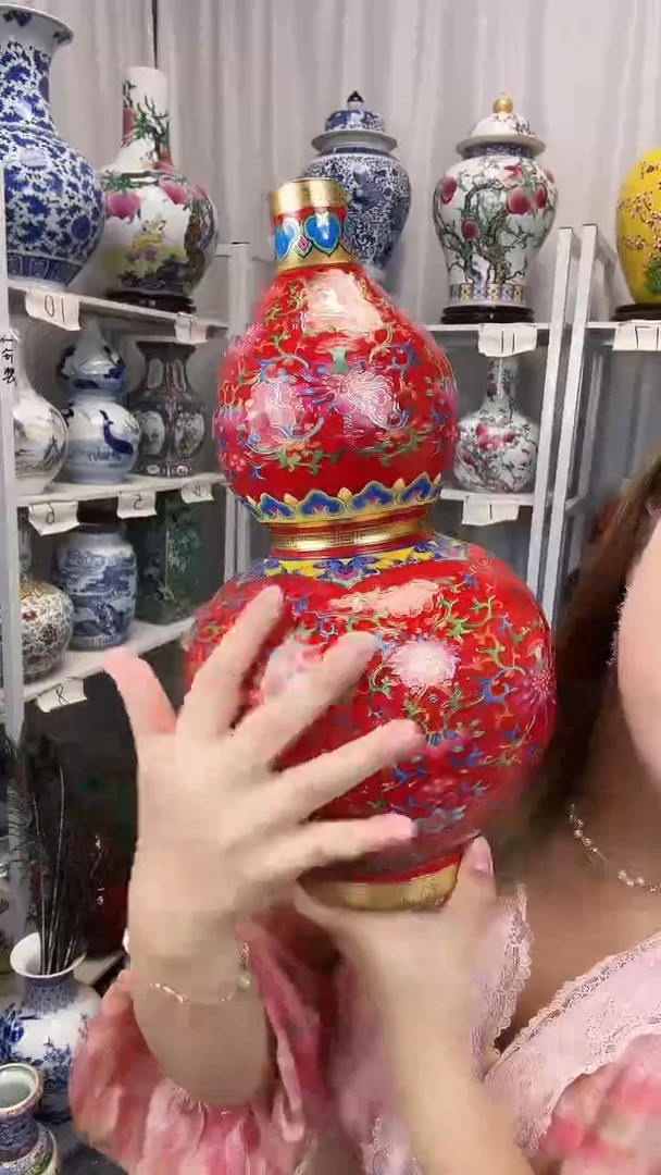 摆件景德镇掐丝红葫芦