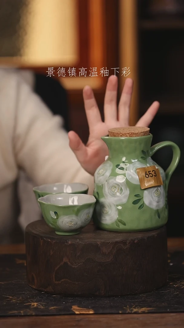 陶瓷景德镇高温釉下手绘陶瓷@L653@