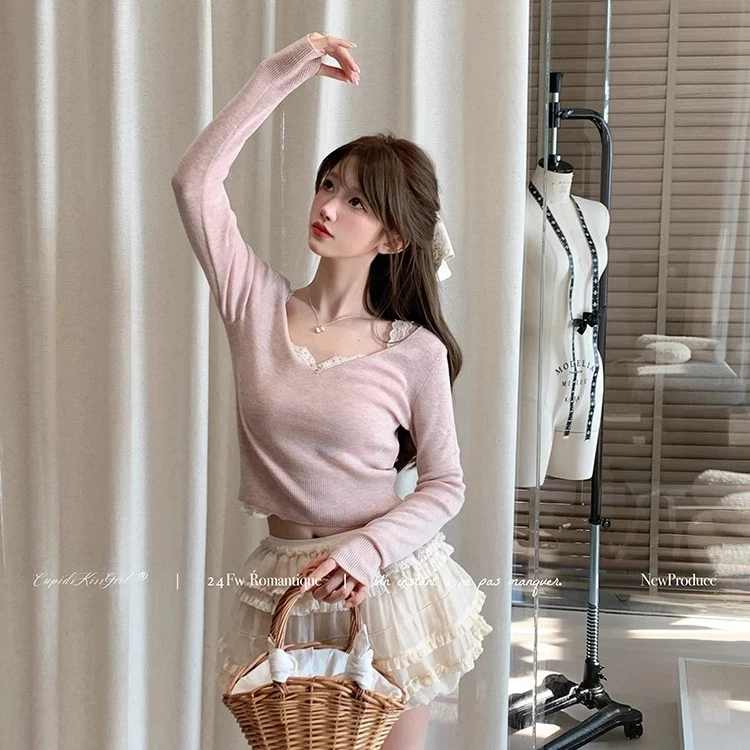 csk丘比特“Fairy Ballet” 30羊毛仙女芭蕾毛衣纸片人显瘦针织衫