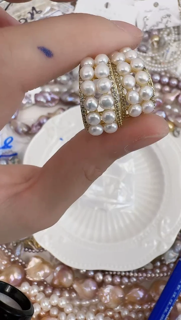 银S925镶嵌淡水珍珠耳饰d06