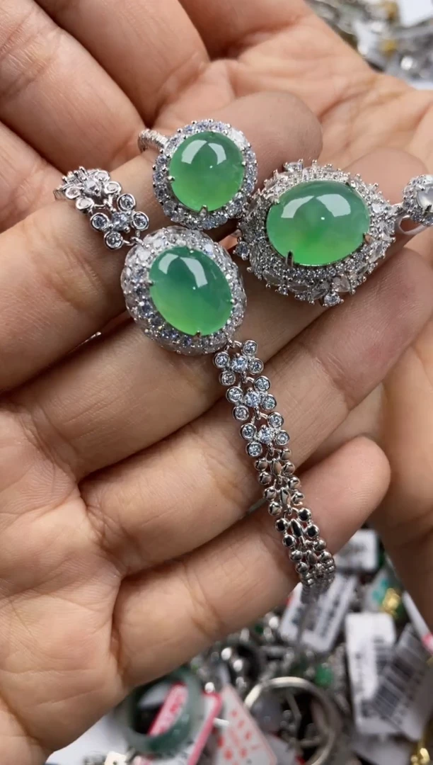 银S925镶嵌戒指翡翠12                8