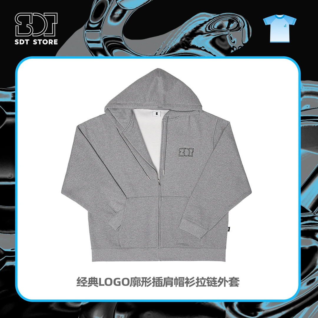 经典LOGO廓形插肩帽衫拉链外套