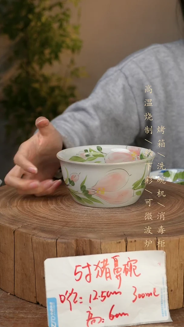 碗瓷景德镇手工手绘高温瓷釉下彩