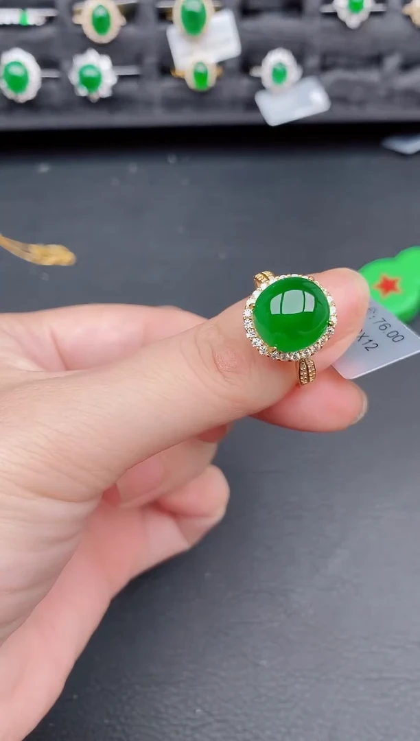银S925镶嵌戒指翡翠天然a货翡翠269