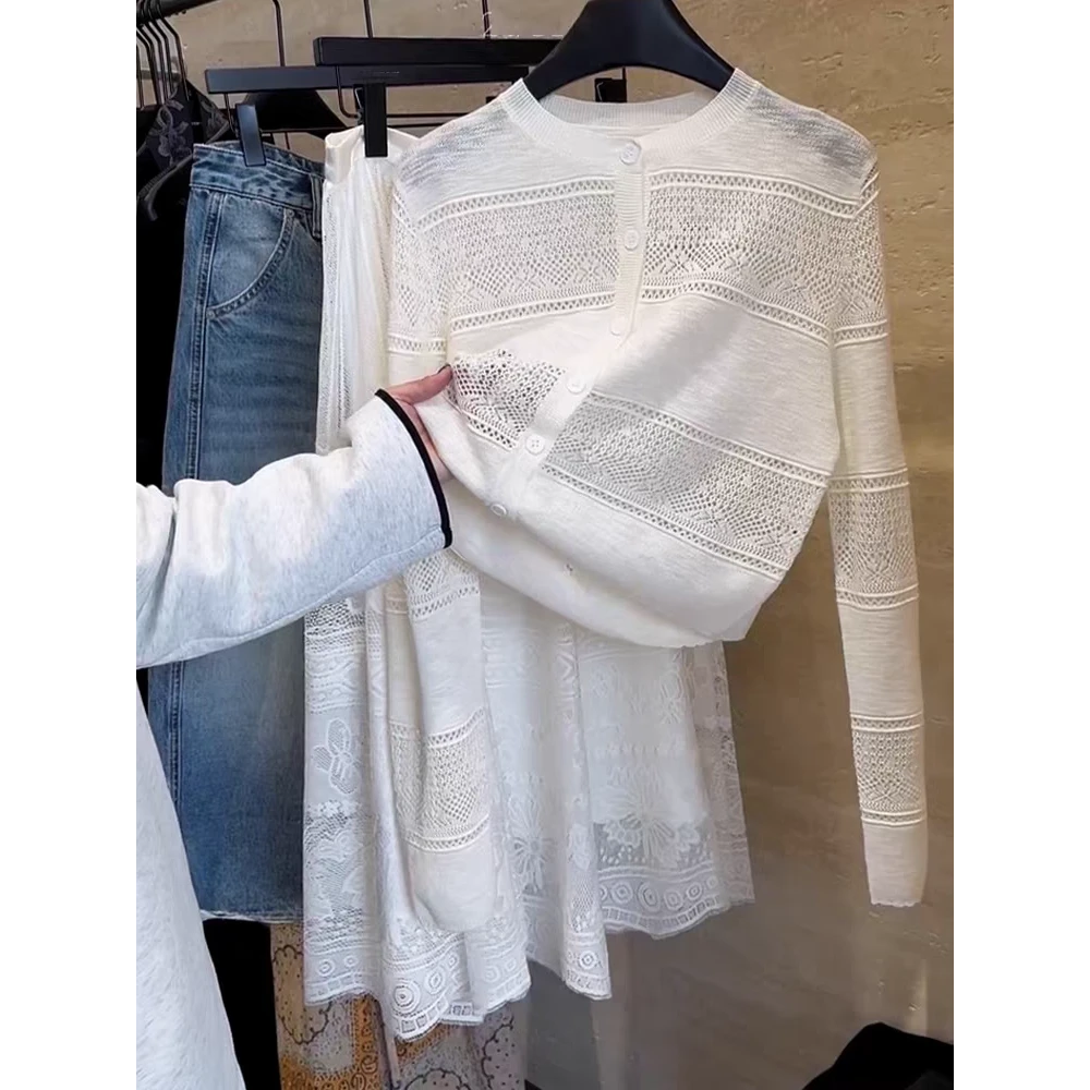 糯软亲肤！时尚百搭白色针织衣2025年新款薄款轻奢高级感上衣