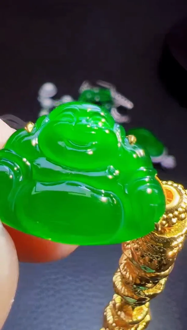 足金镶嵌手链翡翠蝉*雨翡翠