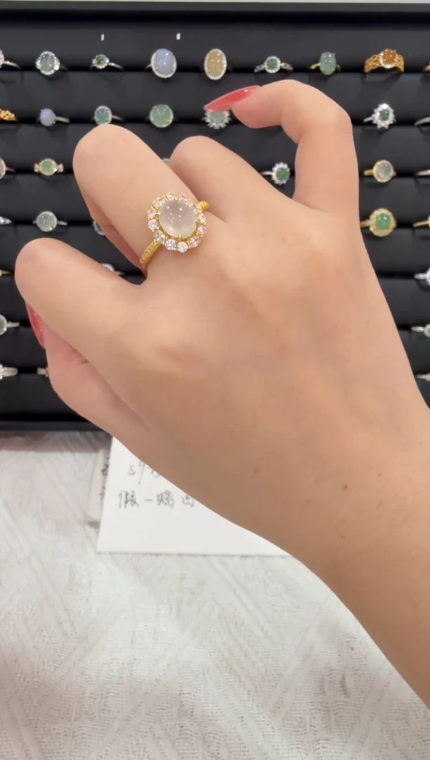 银S925镶嵌戒指翡翠迷*鹿046