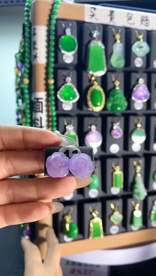 【闪购商品】翡翠耳饰银S925镶嵌41..