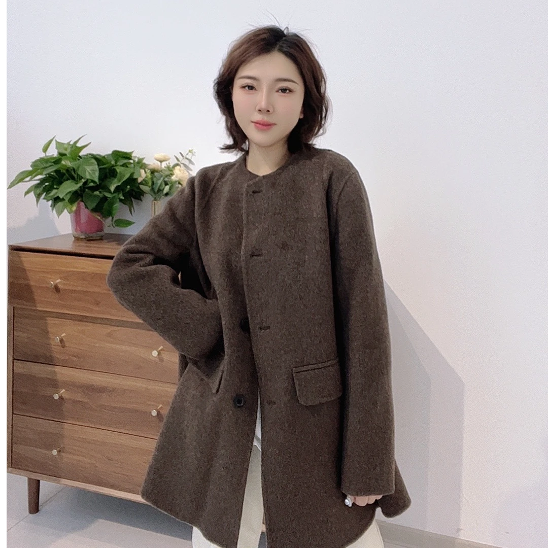 （10005）鄂市产地  单排4扣翻盖口袋中长款大衣