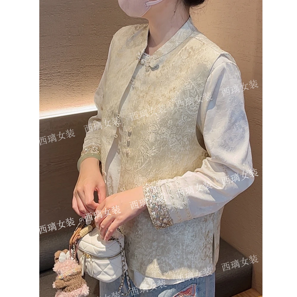 【腰果花】春夏季新中式国风提花刺绣显瘦马甲马夹薄款时尚马夹坎肩