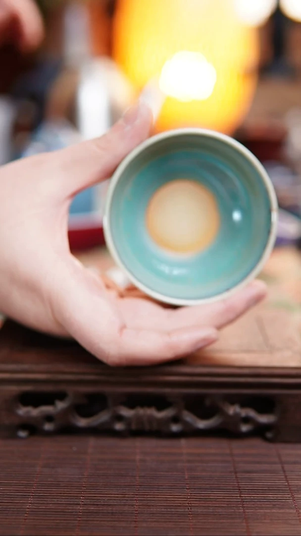 钧瓷茶漏 绿洒金