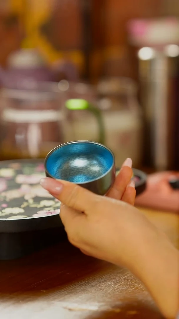 纯钛茶杯蓝色