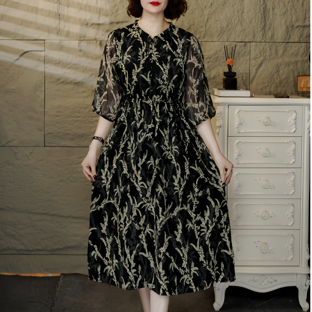 2535【聚】夏季百搭时尚简约休闲显瘦遮肉减龄碎花连衣裙