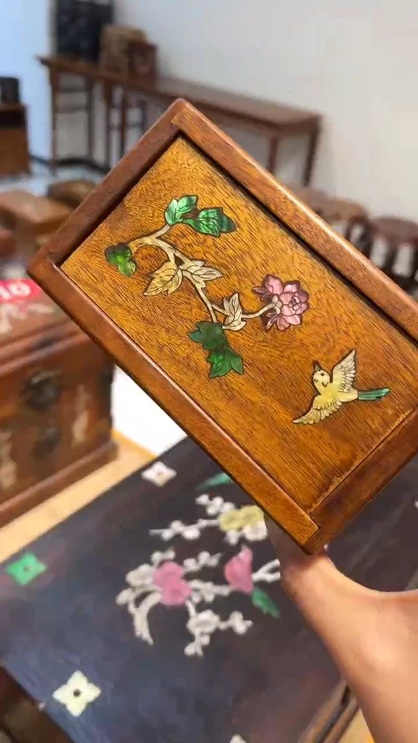 【闪购商品】贡木鸟踏花枝螺钿小机关盒