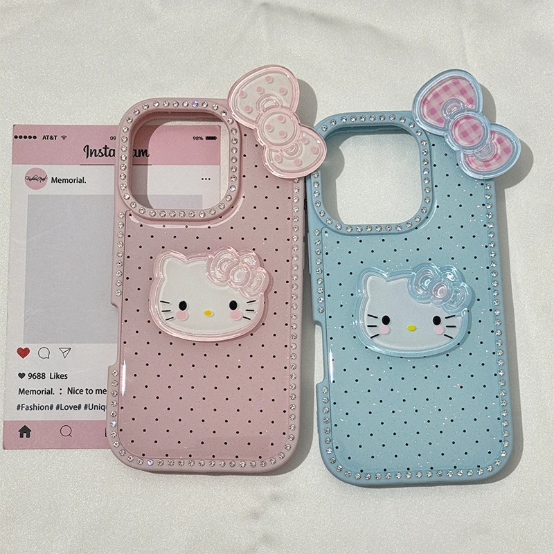 双面点钻kt蝴蝶结适用iPhone16promax苹果13手机壳15plus女14小众