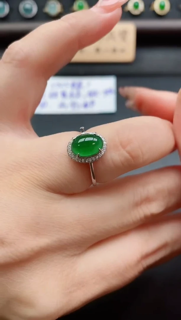 银S925镶嵌戒指翡翠1