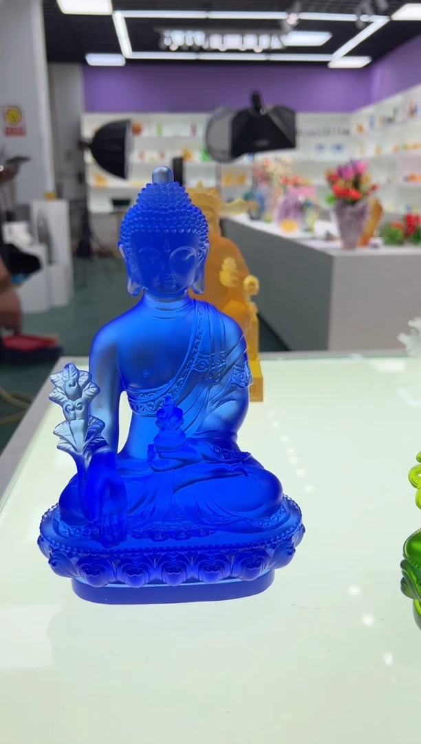 【闪购商品】泥塑古法琉璃10 公分药师佛摆件