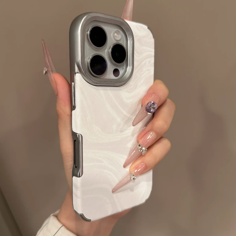 新款电镀绒布水波纹适用苹果17pro手机壳iPhone16/15pro简约14软