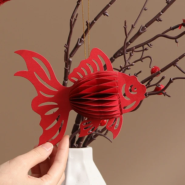 高颜值锦鲤挂件折叠装饰品新年家用过年氛围摆件春节喜庆挂件