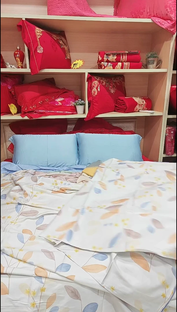 棉全棉被套2.0*2.3橘色叶子，印染瑕疵