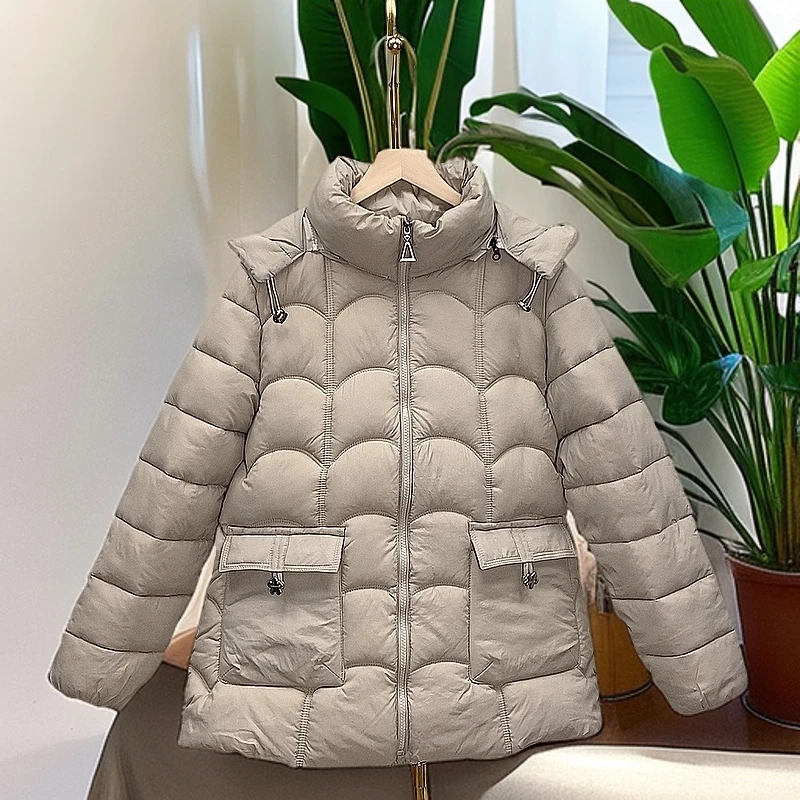 2024新款冬季妈妈装女中长款连帽保暖大码外套时尚中年小棉袄
