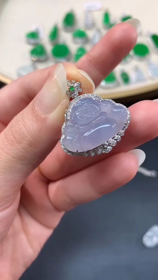 【闪购商品】翡翠吊坠(不含链)18K金镶嵌A420|5800