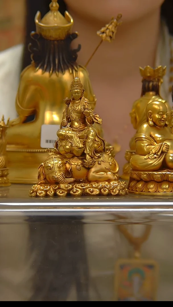 【闪购商品】紫铜鎏金普贤9公分P20432-D