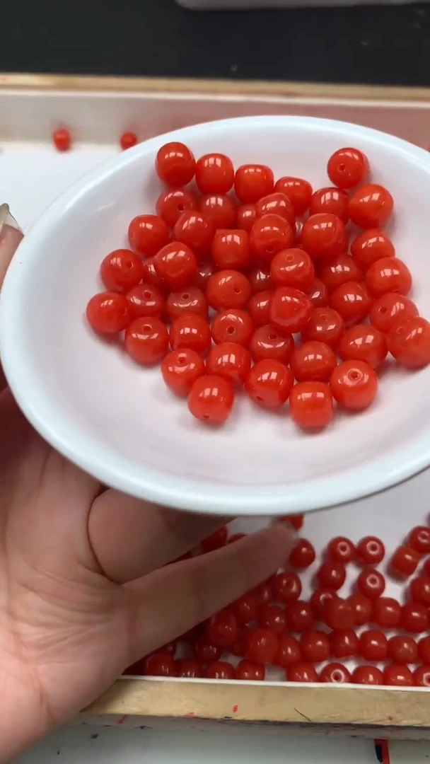 未镶嵌散珠南红玛瑙L205 柿子南红7*8mm15个5.8元