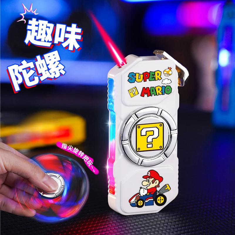 高颜指尖旋转陀螺打火机卡通炫酷充气防风直冲卡通解压高档礼物