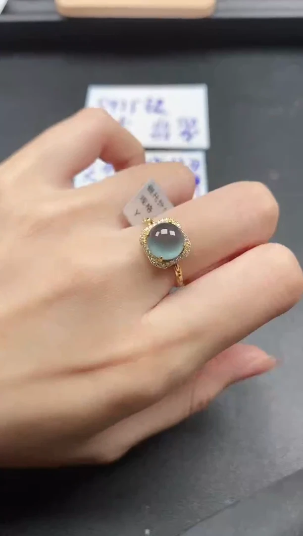 翡翠戒指银S925镶嵌5151-32