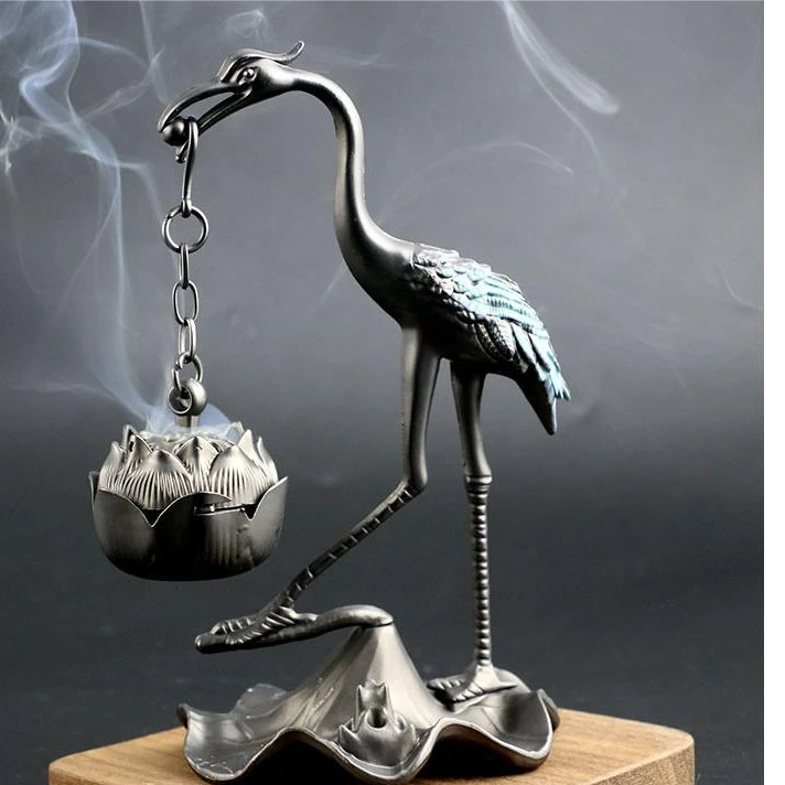 仙鹤香炉莲花吊香炉悬挂香炉檀香香薰炉合金香炉茶室摆件厂家