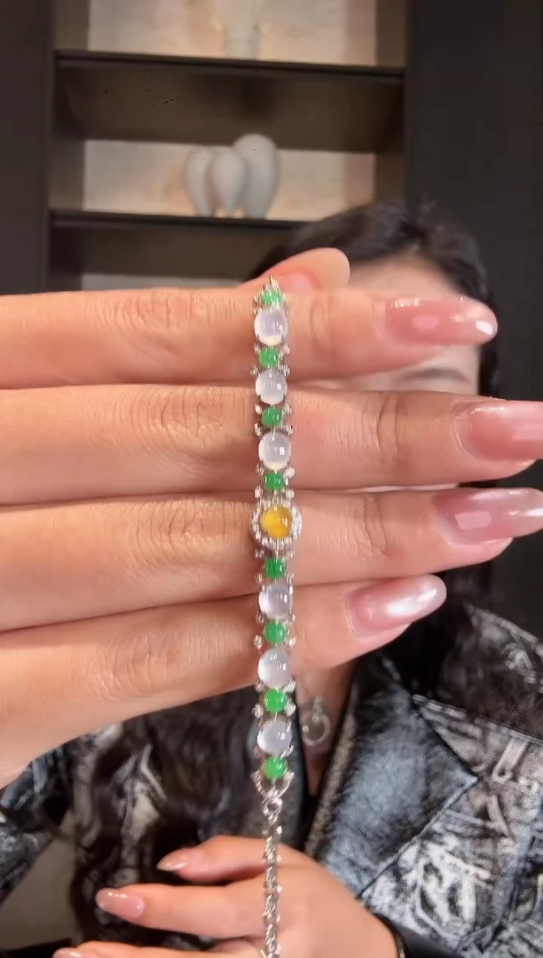 银S925镶嵌手链翡翠53