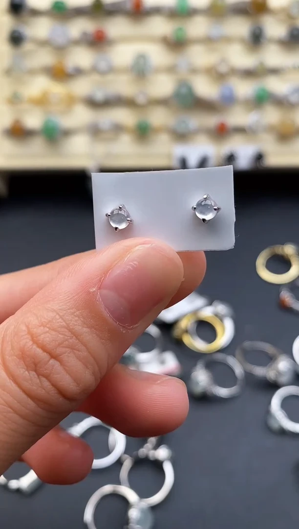 银S925镶嵌戒指翡翠4444444+7