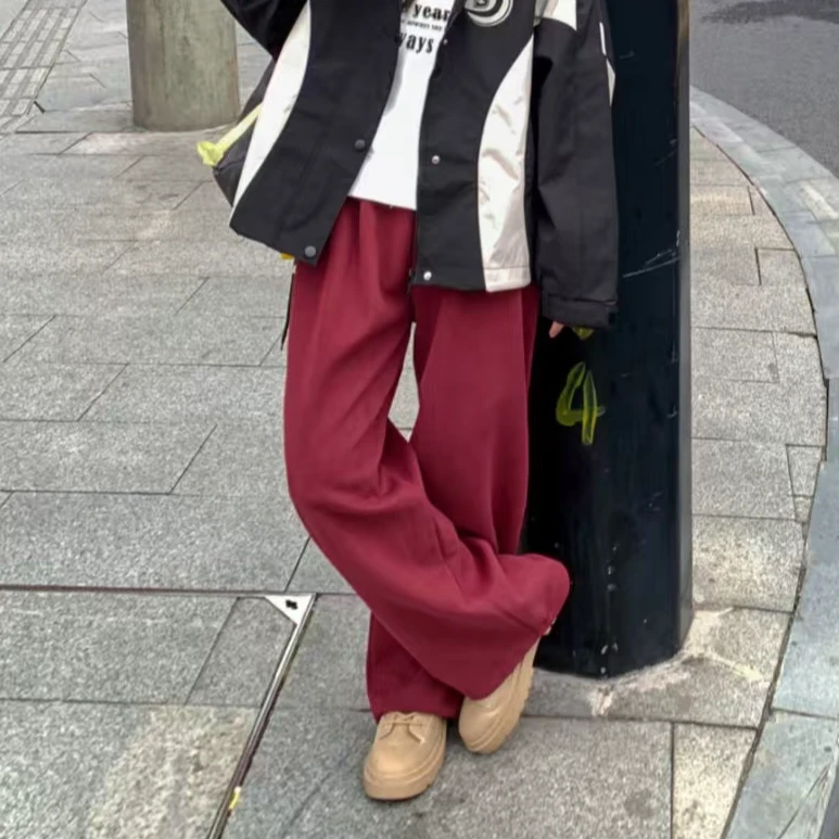 8931791高端专享春秋款天花板休闲裤酒红（靠谱）