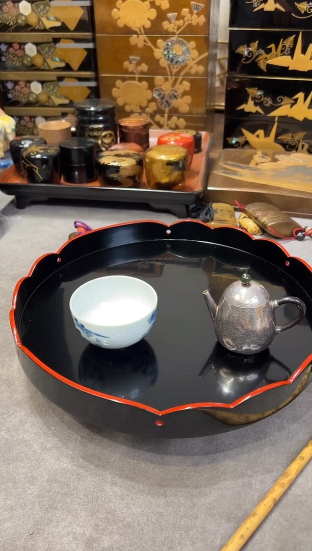 轮岛塗 高足收纳盘