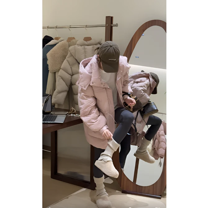 【福利秘境】冬季新款收腰韩版新国标90白鸭绒羽绒服（帽子领子棉）