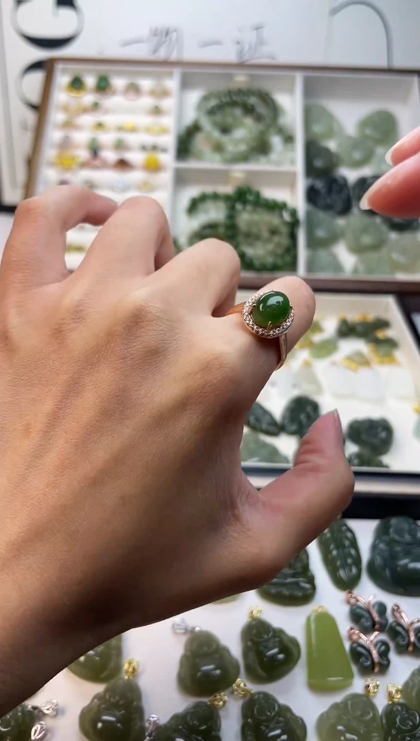 银S925镶嵌戒指和田玉银S925镶嵌 戒指 和田玉