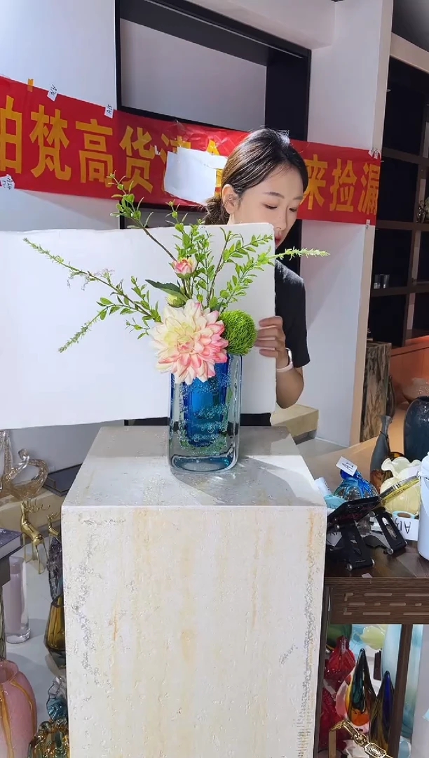 琉璃蓝色花瓶清仓A5