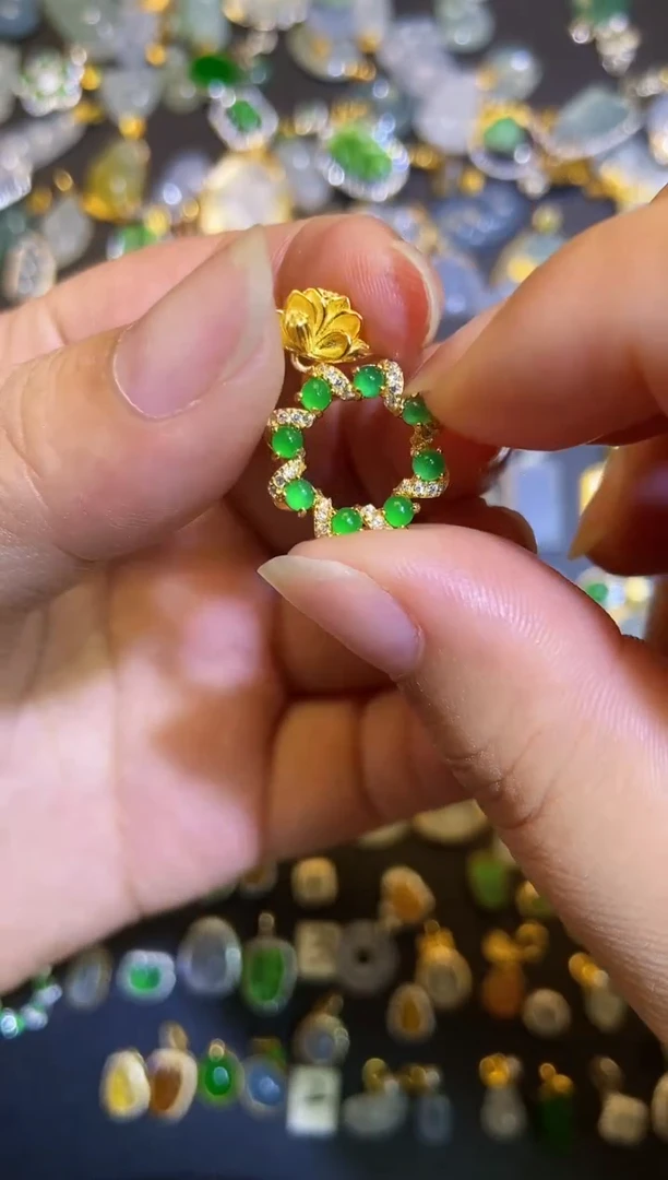翡翠银S925镶嵌吊坠(不含链)1